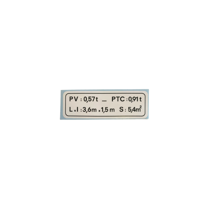 Adhésif plaque de tare AK/AZU 250 75-