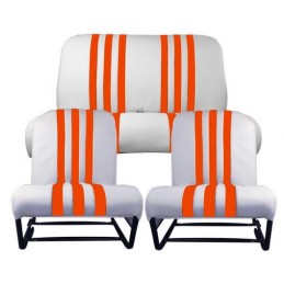 Ensemble de sièges AV et banquette AR Méhari blanc rayé orange