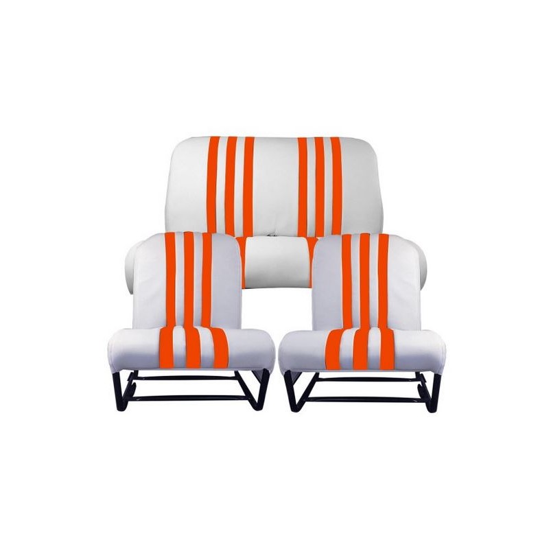 Ensemble de sièges AV et banquette AR Méhari blanc rayé orange