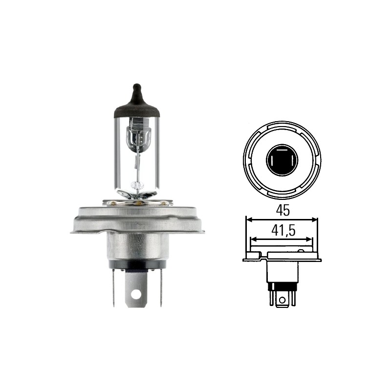 Ampoule code phare H4 12V P45t 45/40W BOSMA