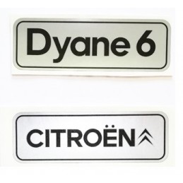 Autocollants Dyane 6 + Citroën noir fond gris