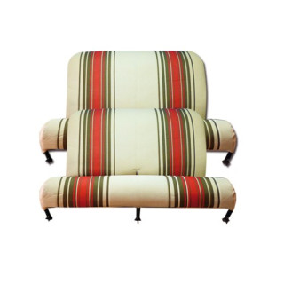 Garnitures 2 banquettes beige rayé rouge 2CV Dyane