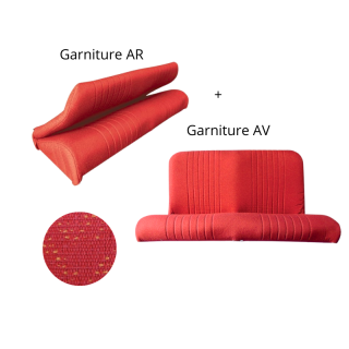 Garnitures banquettes AV + AR 2CV AZAM ENAC diamanté rouge