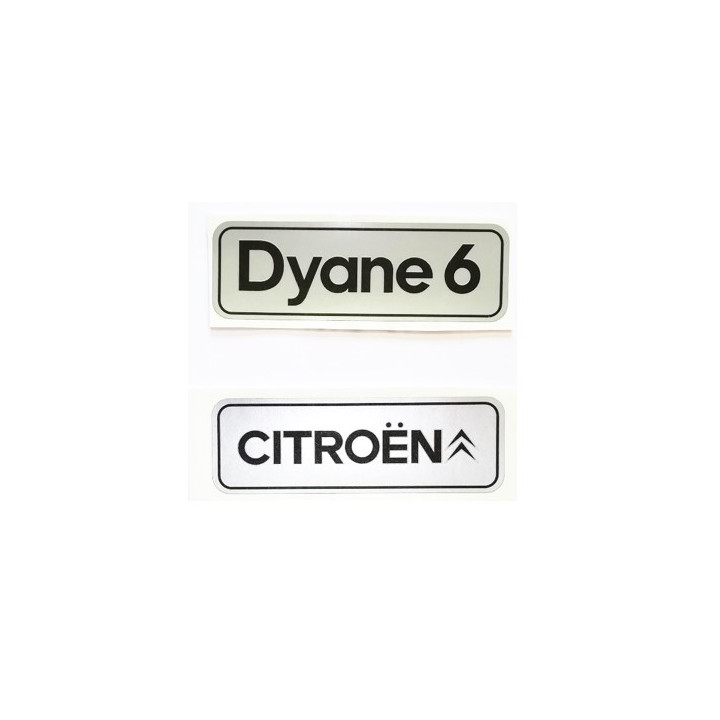Autocollants Dyane 6 + Citroën noir fond gris