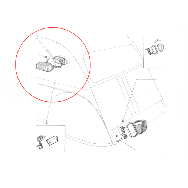 Clignotant de custode complet orange 2CV ou aile AR Méhari