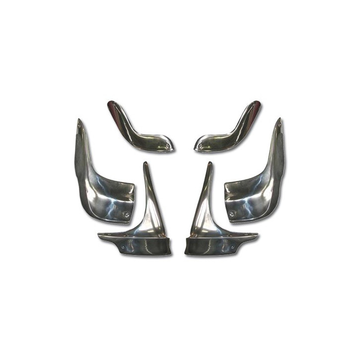 Ensemble de sabots d'ailes 2CV berline en aluminium poli