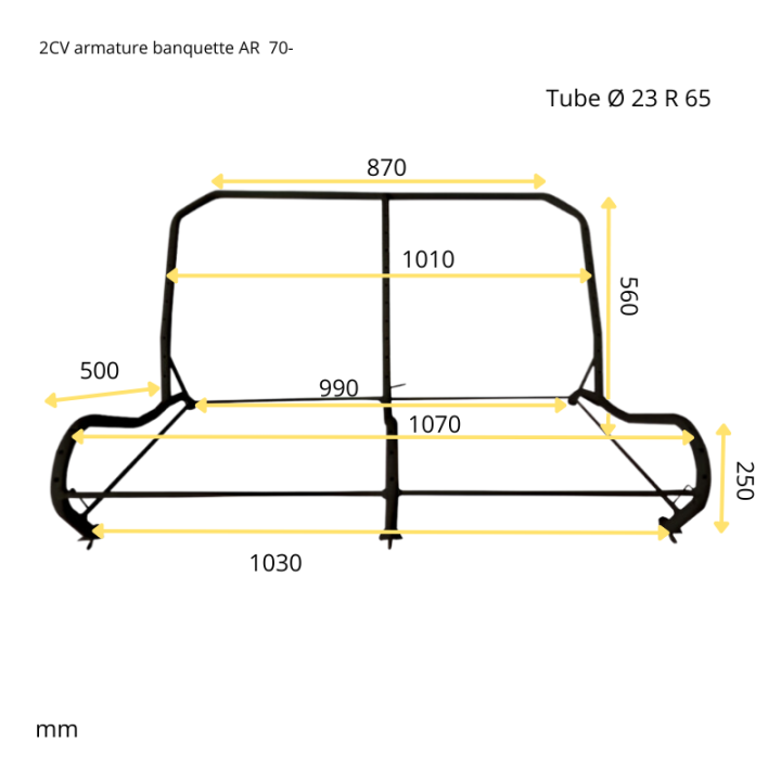Armature banquette arrière 2CV Dyane 70 - 90