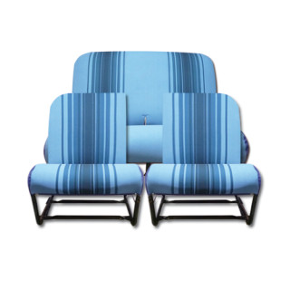 Garnitures 2 sièges asymétriques + 1 banquette bleu rayé 2CV Dyane