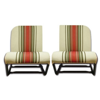 Garnitures 2 sièges asymétriques beige rayé rouge 2CV Dyane