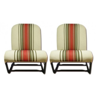 Garnitures tissu 2 sièges symétriques beige rayé rouge 2CV Dyane Acadiane