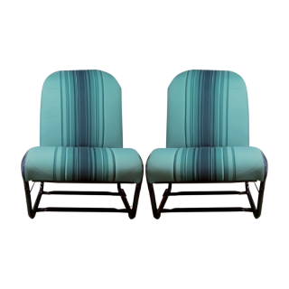 Garnitures tissu 2 sièges symétriques beige rayé vert 2CV Dyane