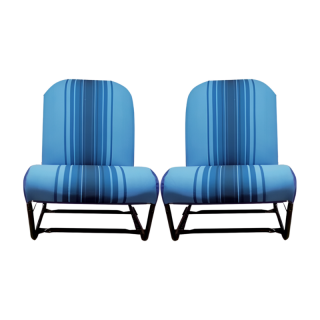 Garnitures tissu 2 sièges symétriques bleu rayé 2CV Dyane Acadiane