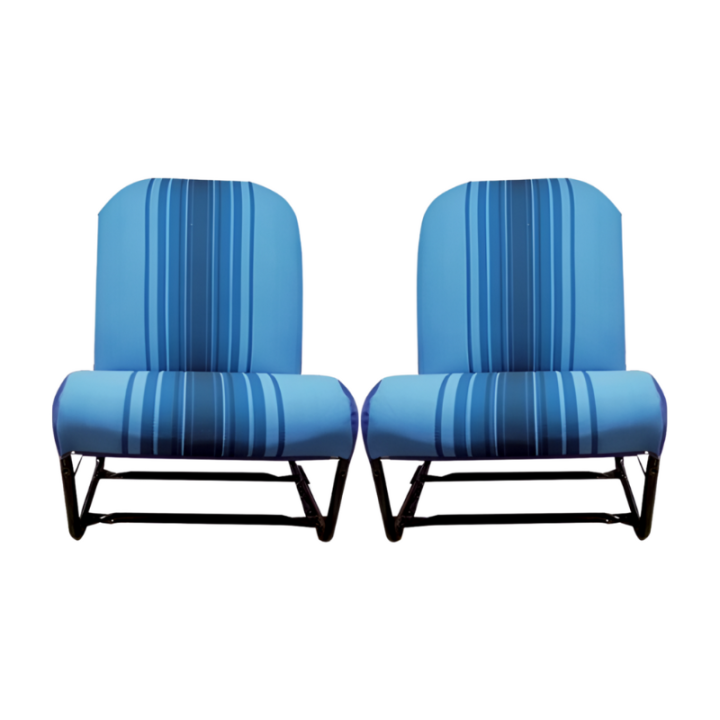 Garnitures tissu 2 sièges symétriques bleu rayé 2CV Dyane Acadiane