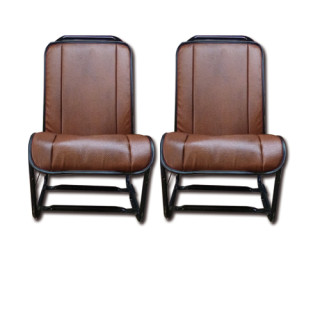Garnitures bayadère 2 sièges 2CV fourgonnette marron perforé sans rabat
