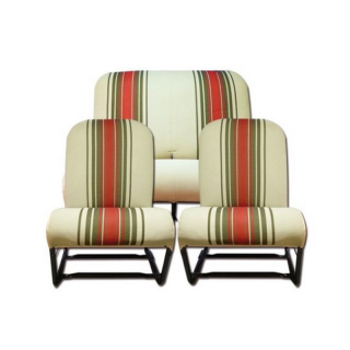 Garnitures sièges symétriques + banquette AR Dyane rabattable beige rayé rouge