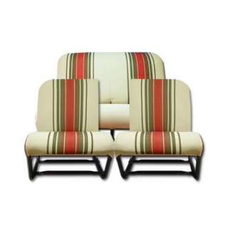 Garnitures sièges asymétriques + banquette AR Dyane rabattable beige rayé rouge