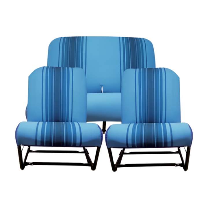 Sièges AV asymétriques + banquette AR complet bleu rayé