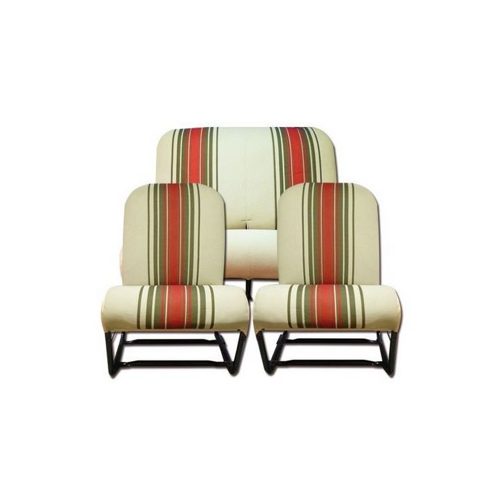 Sièges AV symétriques + banquette AR complet beige rayé rouge