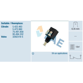Contacteur STOP 12V broches plates