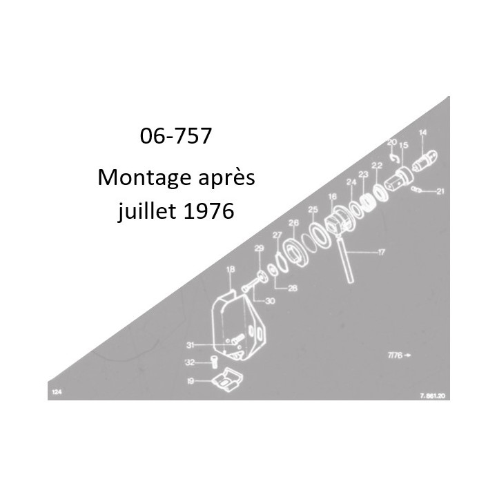 Serrure complète de coffre Dyane avec bouton 07/76-