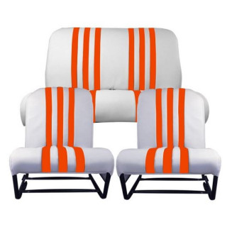Ensemble de sièges AV et banquette AR Méhari blanc rayé orange