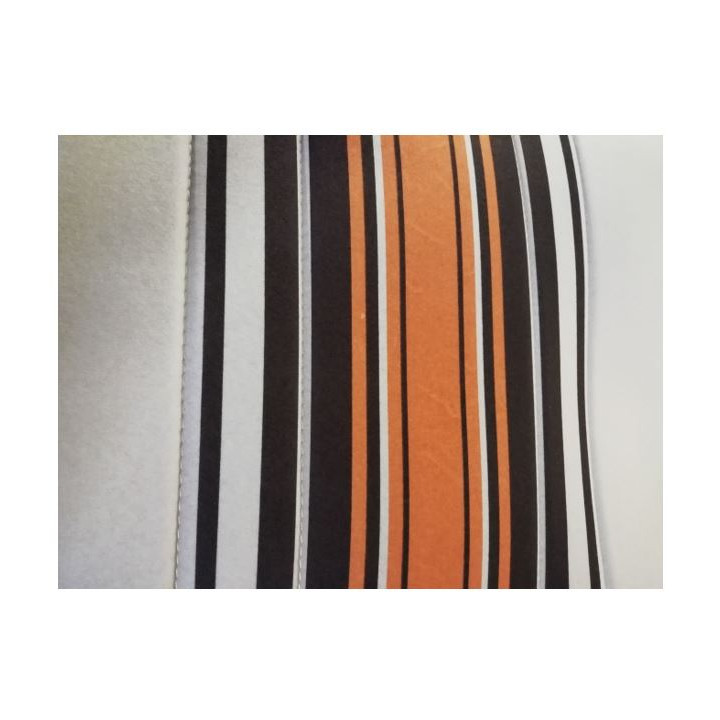 Garnitures 2 sièges asymétriques + 1 banquette beige rayé orange 2CV Dyane