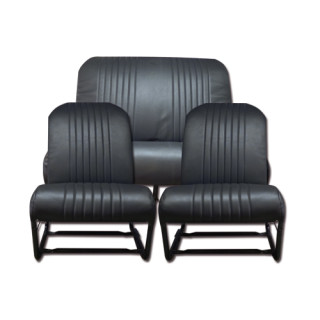 Garnitures 2 sièges symétriques + 1 banquette skaï noir lisse 2CV Dyane