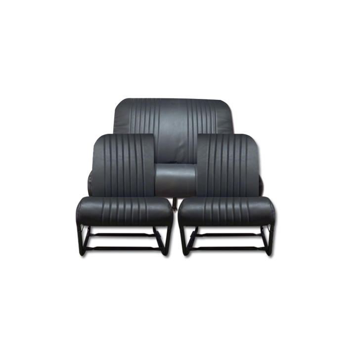 Garnitures 2 sièges asymétriques + 1 banquette skaï noir lisse 2CV Dyane