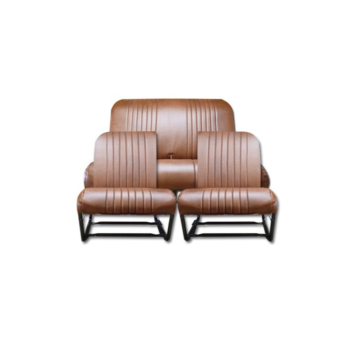 Garnitures 2 sièges asymétriques + 1 banquette skai marron perforé 2CV Dyane