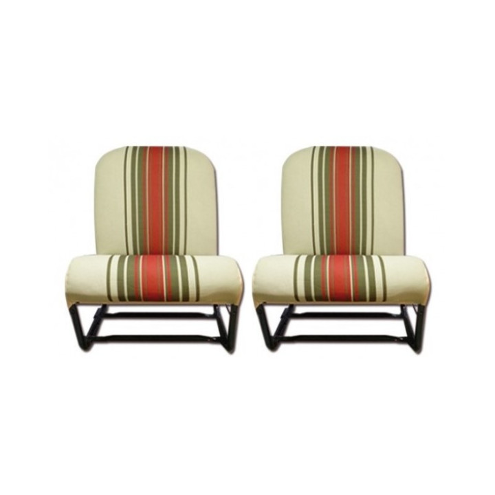 Garnitures tissu 2 sièges symétriques beige rayé rouge 2CV Dyane Acadiane