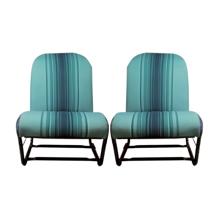 Garnitures tissu 2 sièges symétriques beige rayé vert 2CV Dyane