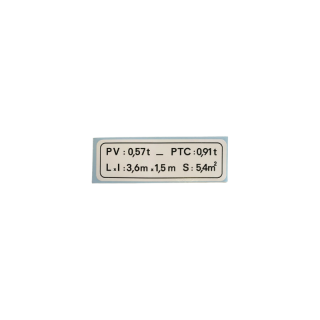 Adhésif plaque de tare AK/AZU 250 75-