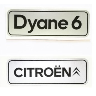 Autocollants Dyane 6 + Citroën noir fond gris