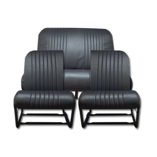 Garnitures 2 sièges asymétriques + 1 banquette skaï noir perforé 2CV Dyane
