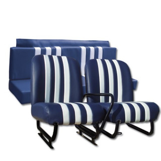 Ensemble de sièges AV et banquette AR Méhari bleu rayé blanc