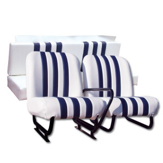 Ensemble de sièges AV et banquette AR Méhari blanc rayé bleu