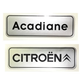 Autocollant Acadiane + Citroën noir fond gris