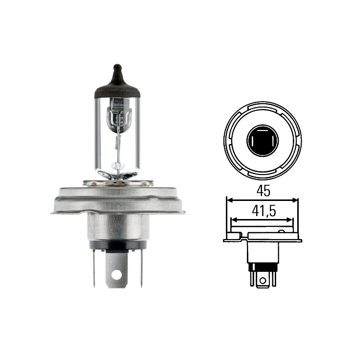 Ampoule code phare H4 12V P45t 45/40W BOSMA