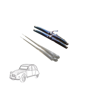 KIT bras + balais INOX essuie-glace 2CV