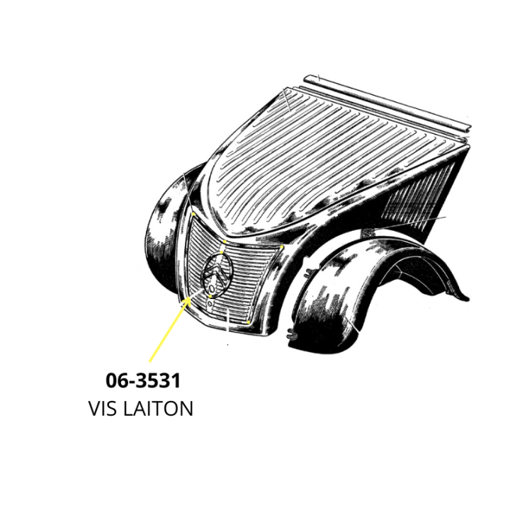Vis laiton fixation de jonc de calande et écusson 2CV capot 23 nervures
