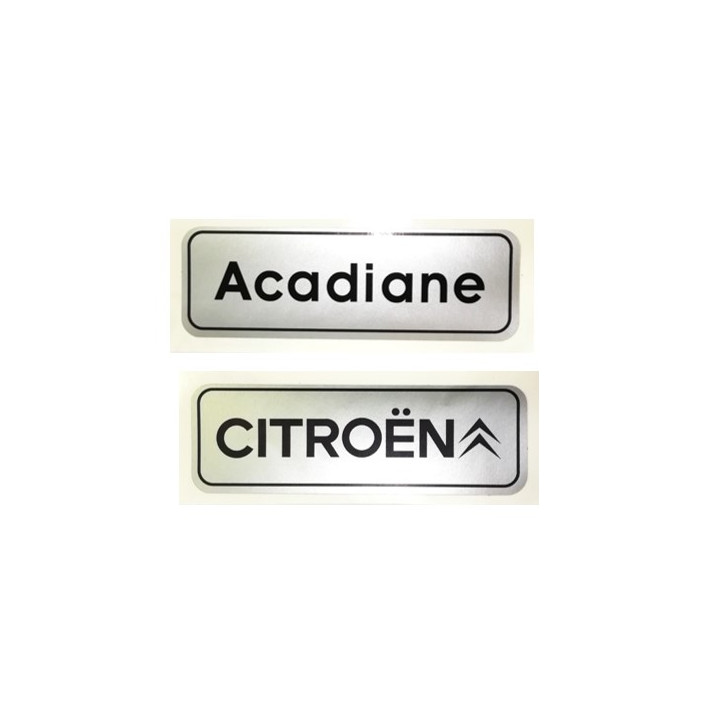 Autocollant Acadiane + Citroën noir fond gris