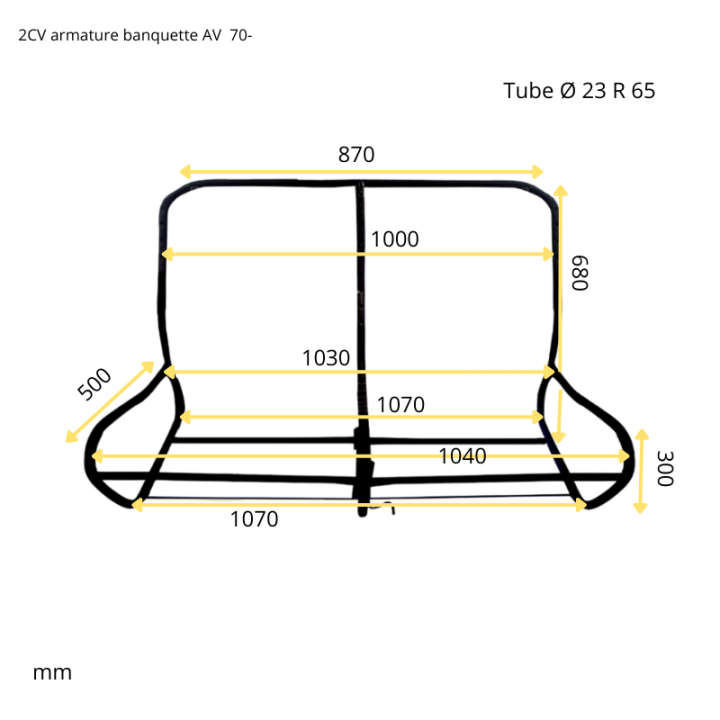 Armature banquette avant 2CV Dyane 70 - 90