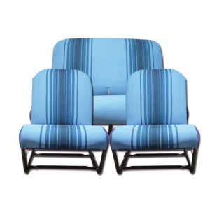 Garnitures 2 sièges symétriques + 1 banquette bleu rayé 2CV Dyane