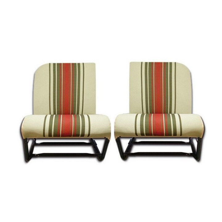 Garnitures 2 sièges asymétriques beige rayé rouge 2CV Dyane