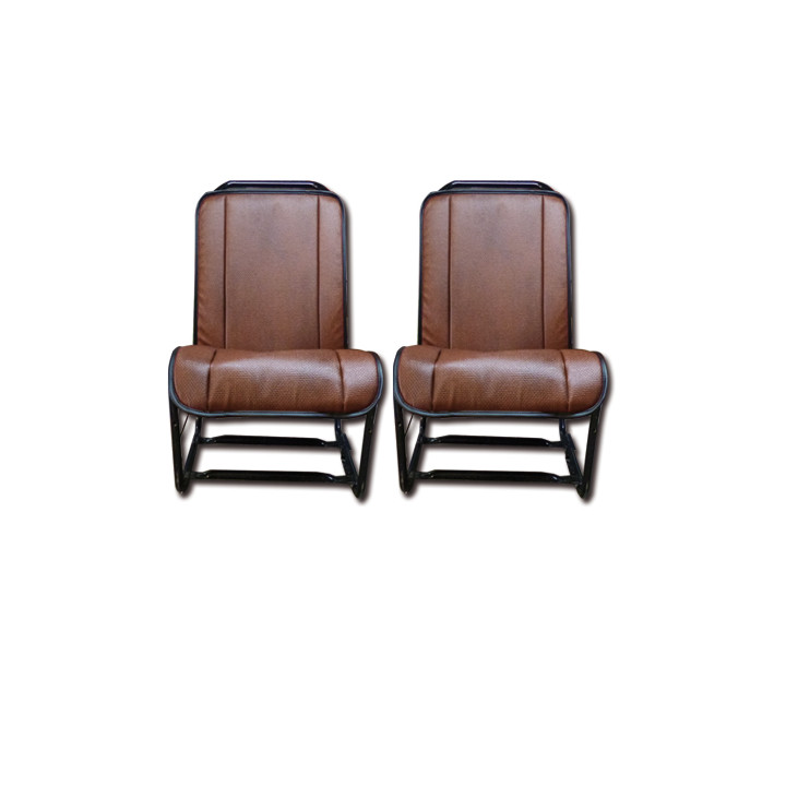 Garnitures bayadère 2 sièges 2CV fourgonnette marron perforé sans rabat